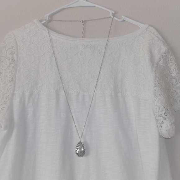 Gray and Silver Earring and Long Necklace Jewelry Coordinating Set Lot Pair A536 - Picture 4 of 8